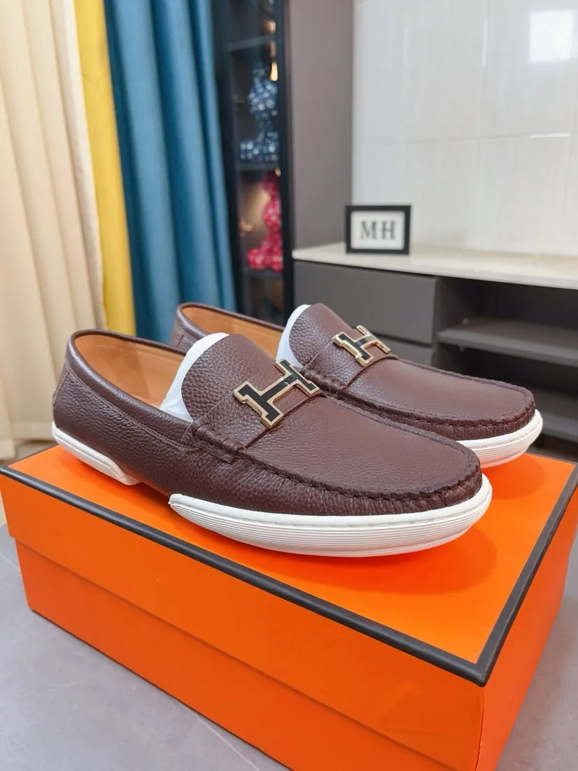 Men's shoes 💰458🌹🌹Niuli "HERMES" Hermès business leather shoes, original factory configuration, original imported cowhide upper + luxury hardware logo + fully imported original customized cowhide lining, sole: rubber wear-resistant outsole, difficult craftsmanship, original factory follow-up goods, 🔍🔍high quality code number: 38-44 45 can be customized